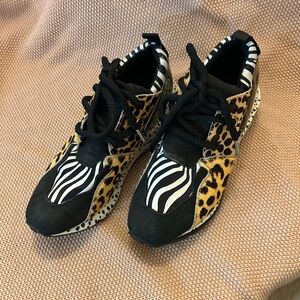 Steve Madden Black and Animal Print Sneakers